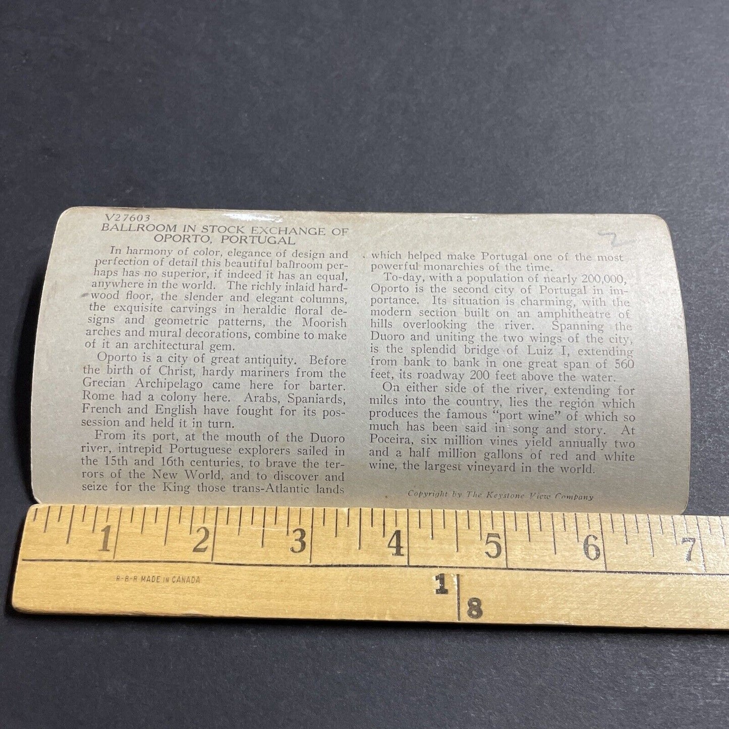 Antique 1920s Stock Exchange In Porto Portugal Stereoview Photo Card P5170