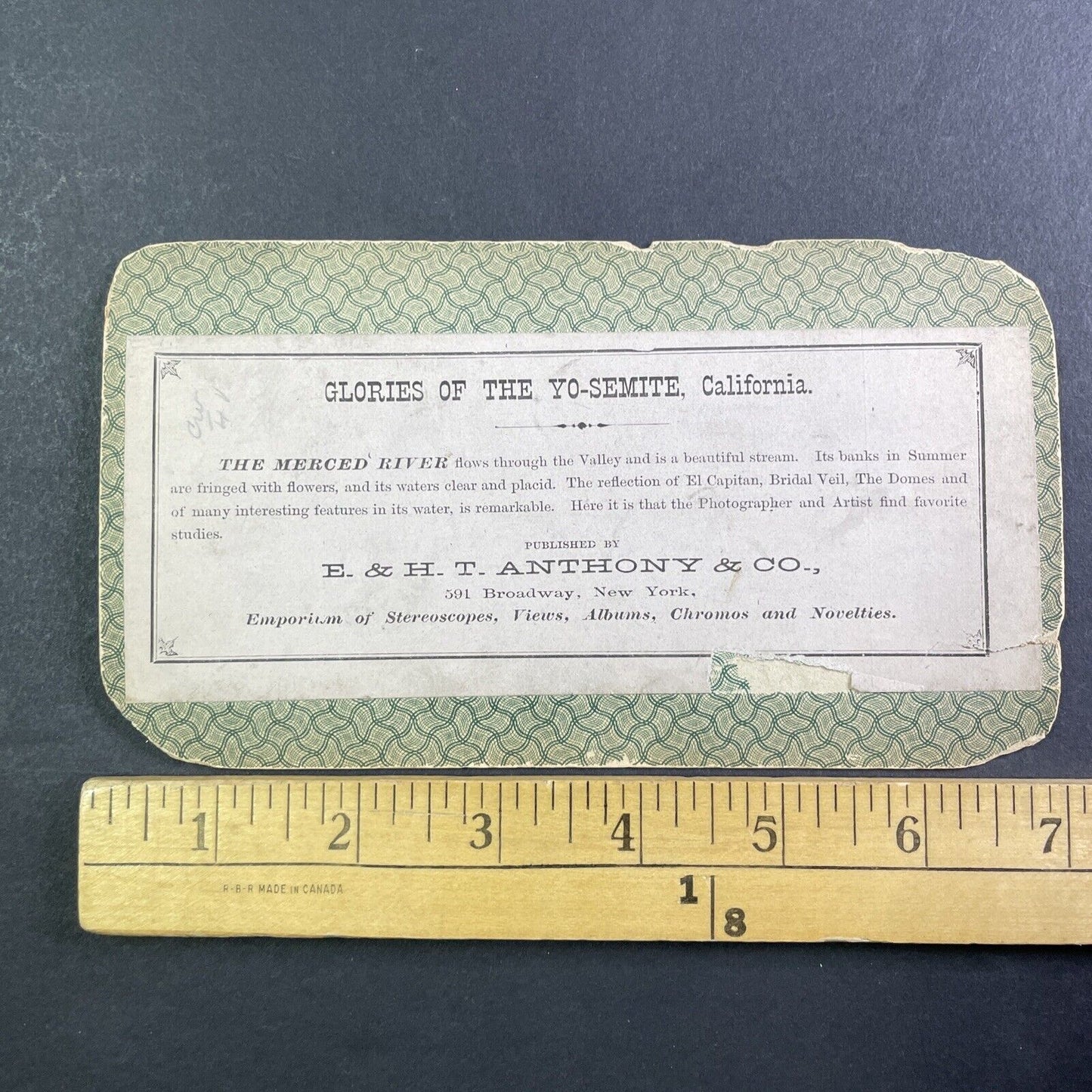 Glories Of Yo-Semite Stereoview Merced River E&HT Anthony Antique c1870 X3707