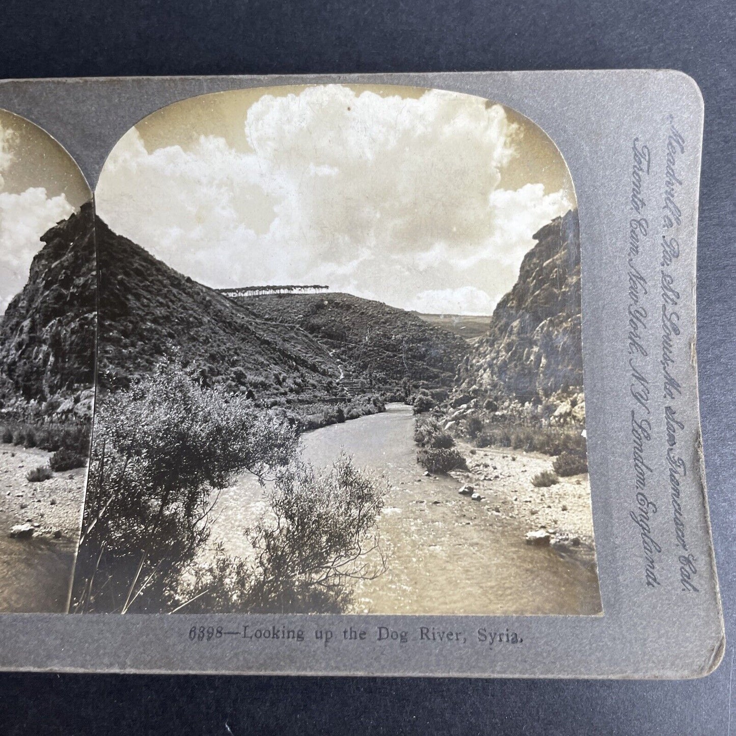 Antique 1905 Nahr El-Kalb Dog River Lebanon (Syria) Stereoview Photo Card P1035