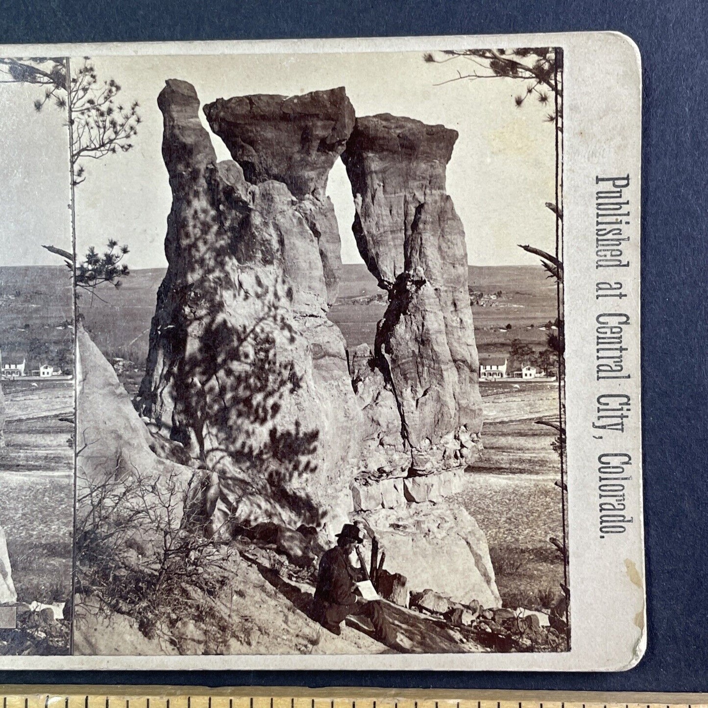 Charles Weitfle Self-Portrait Stereoview Monument Park CO Antique c1878 X3647