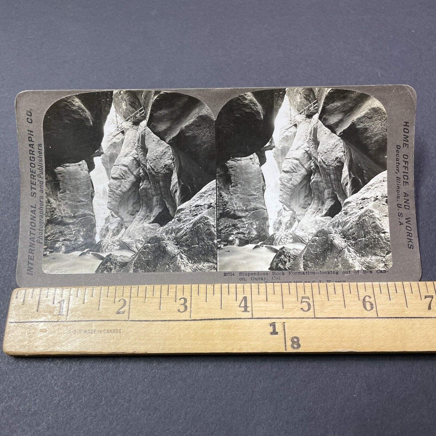 Antique 1905 Ouray Canyon Colorado Stereoview Photo Card V2191
