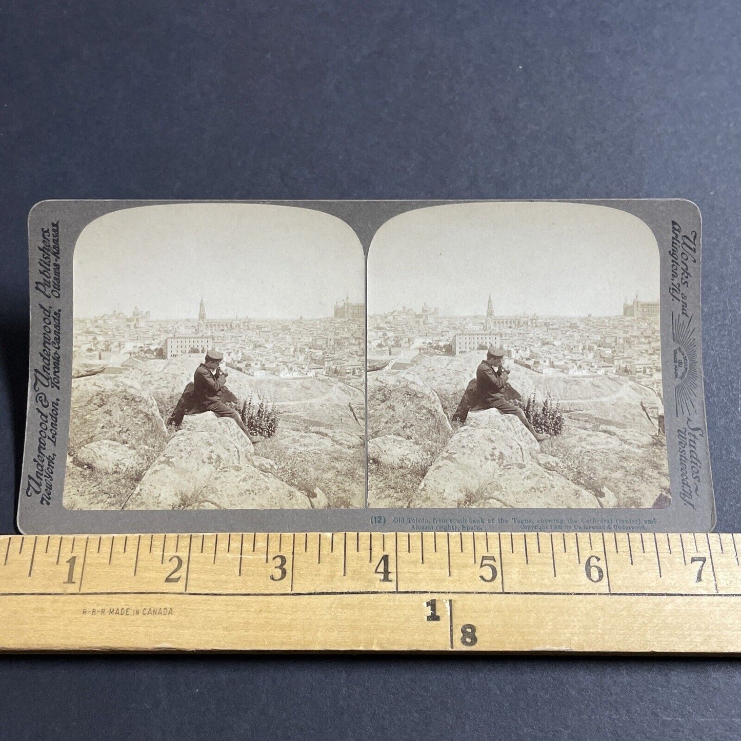 Antique 1902 Toledo Spain City View Stereoview Photo Card P5502