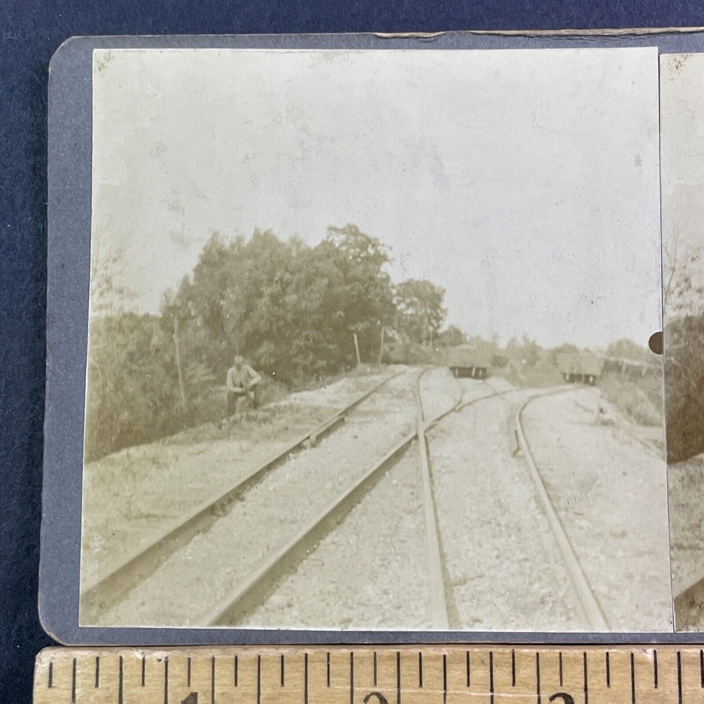 Switching Track Switchman Railroad Stereoview New York? Antique c1910 X2464