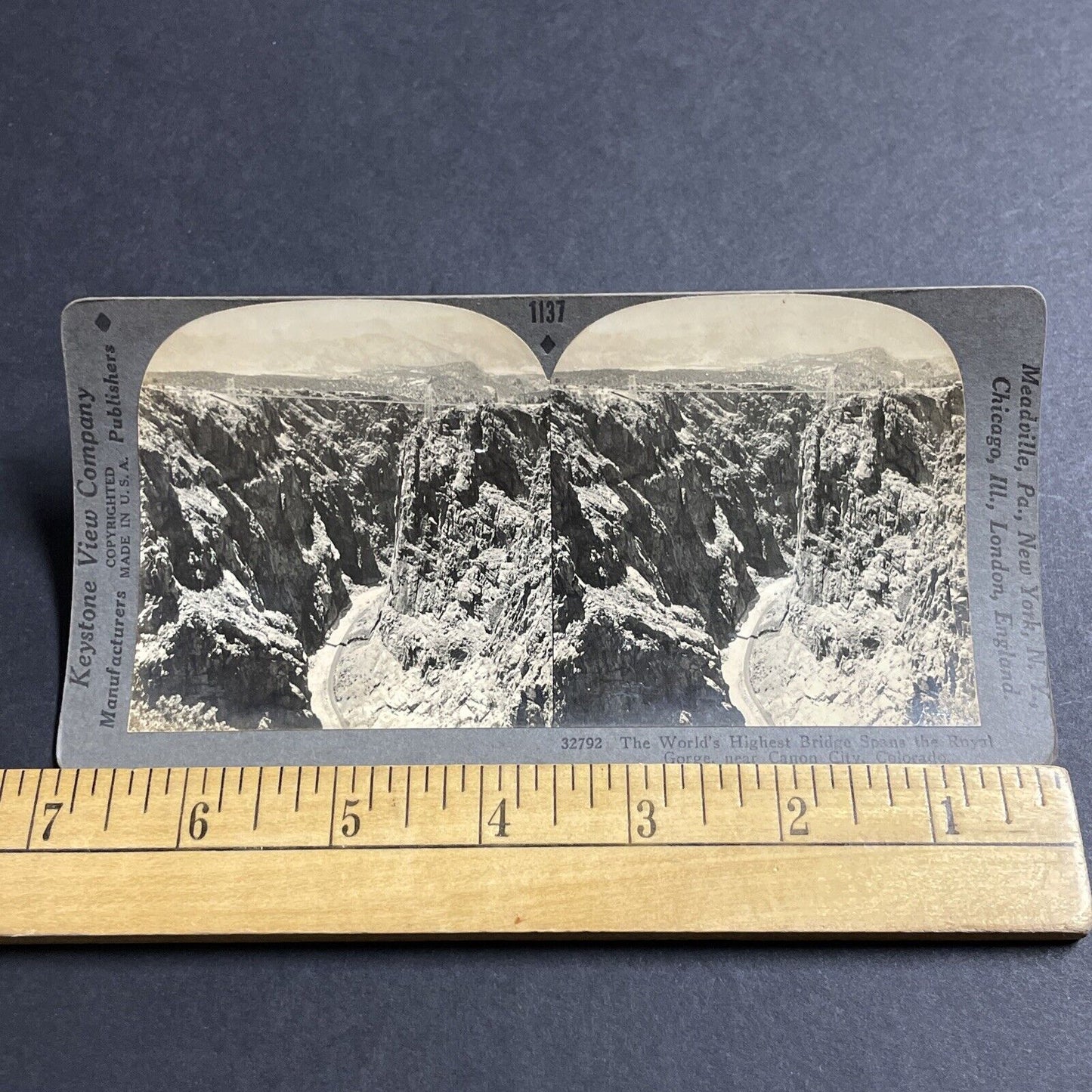Antique 1930s The World's Highest Bridge Colorado Stereoview Photo Card P4966