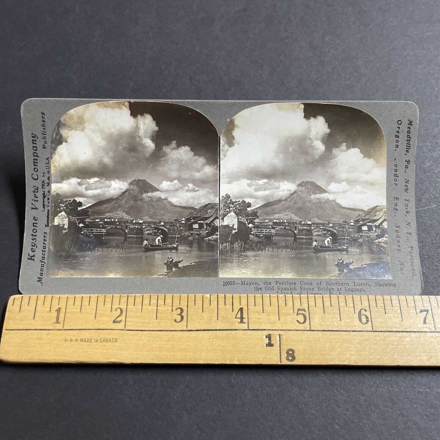 Antique 1906 The Mayon Volcano Luzon Philippines Stereoview Photo Card P5514