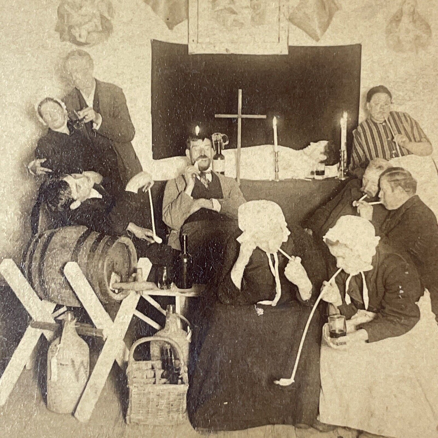 Funeral For A Man Stereoview Photo Card Strohmyer & Wyman Antique c1894 X1239