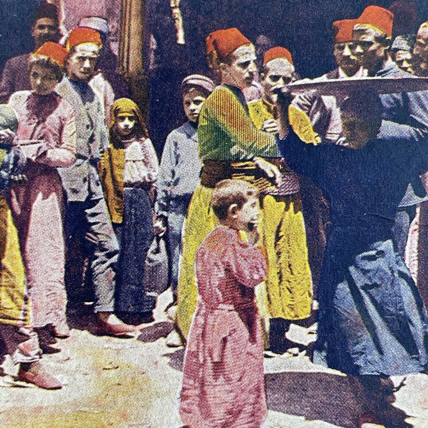 Antique 1904 Boys Selling Lemonade Damascus Syria Stereoview Photo Card P580-020