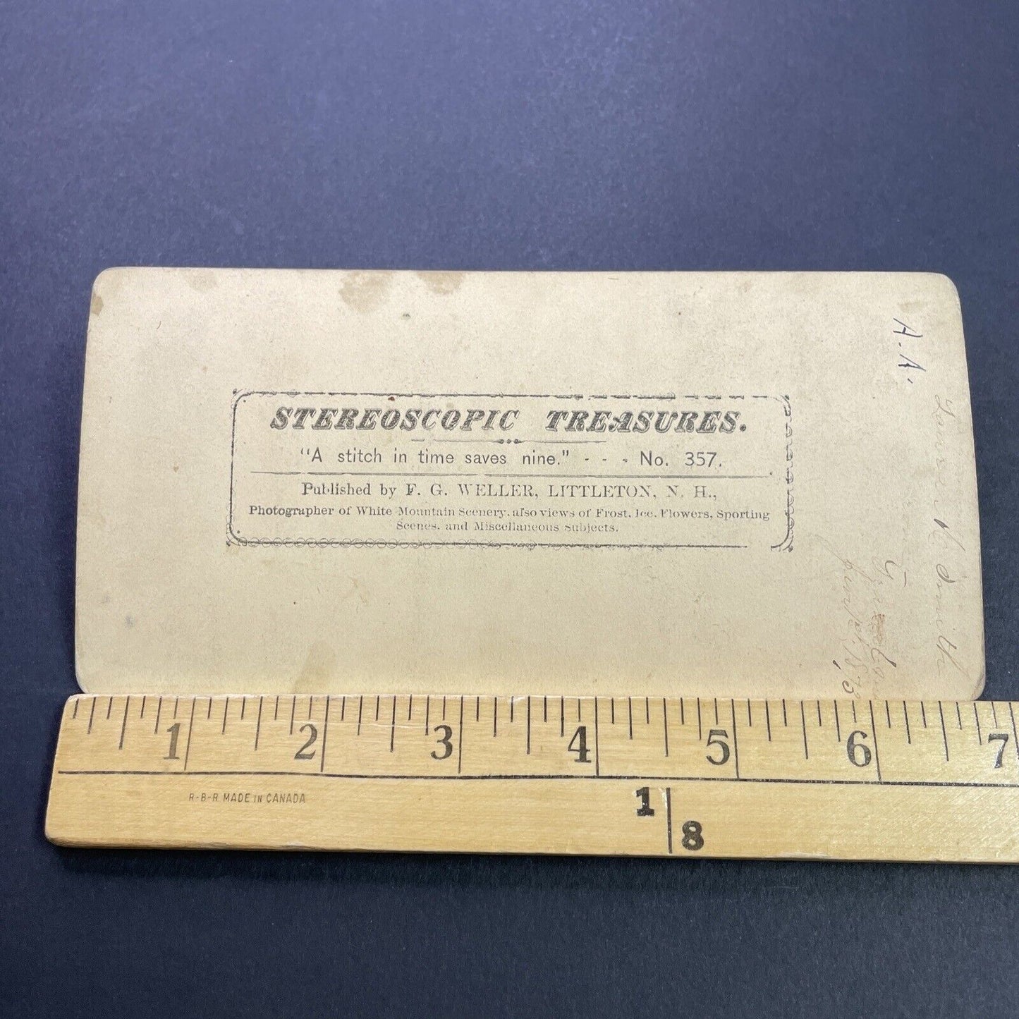 Antique 1872 Little Girl Sewing Her Dolls Clothes Stereoview Photo Card P3531