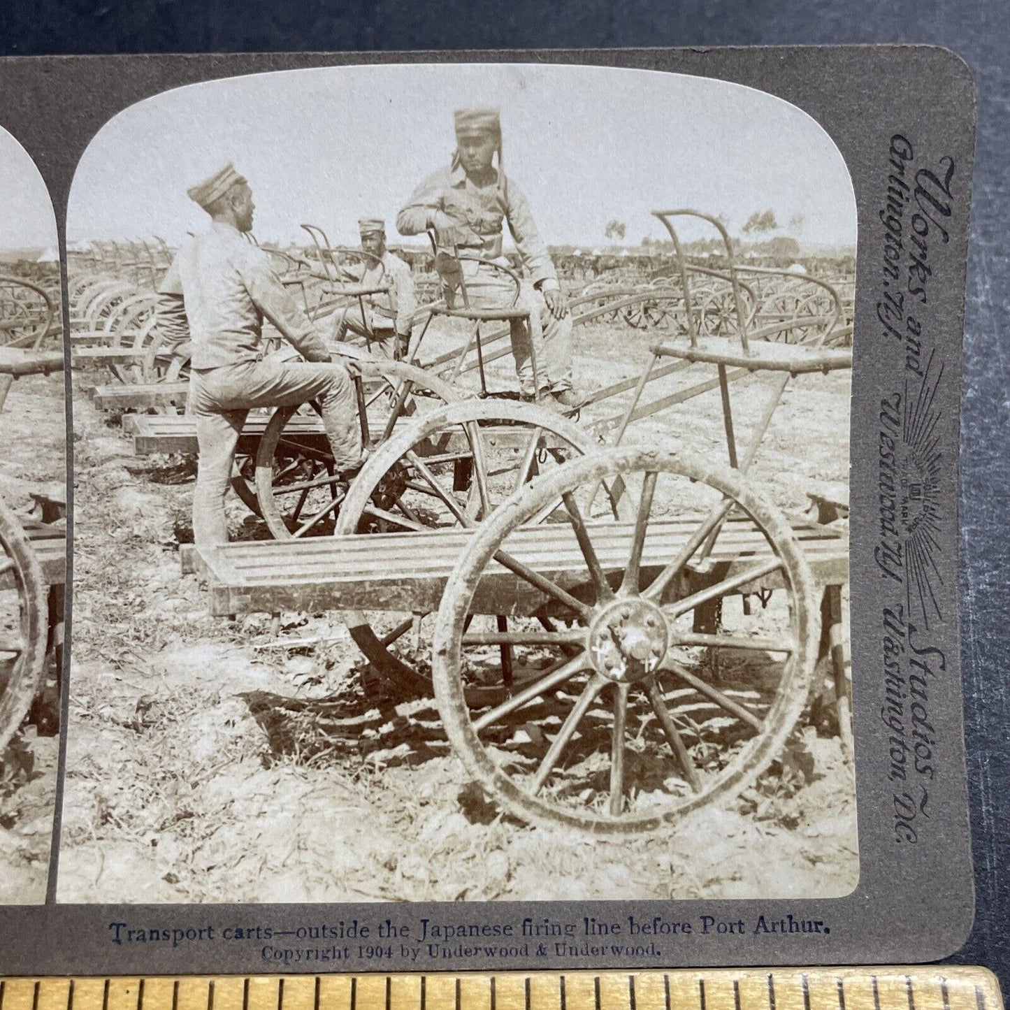 Antique 1904 Japanese Army Soldier Transport Units Stereoview Photo Card P1820