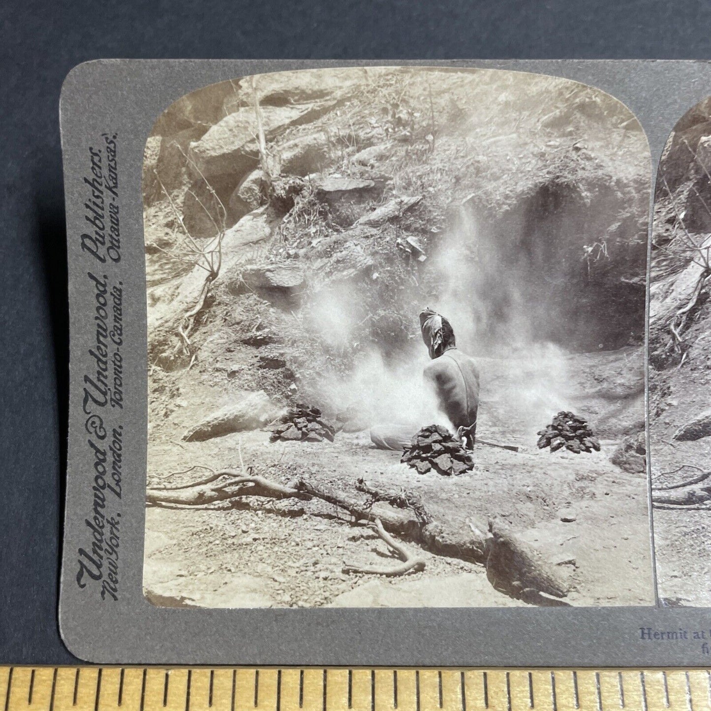 Antique 1903 Man In India Does A Burning Ritual Stereoview Photo Card P5659