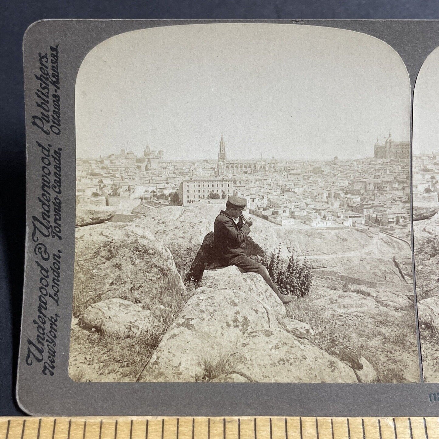 Antique 1902 Toledo Spain City View Stereoview Photo Card P5502