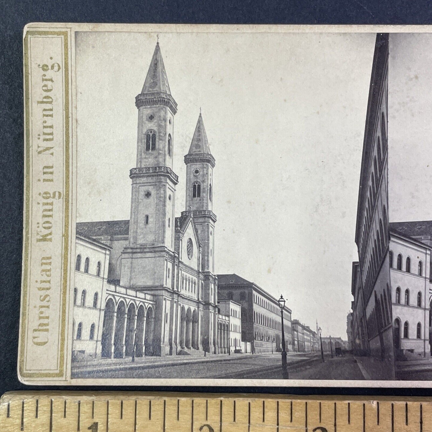 Munich Cathedral Church Germany Stereoview Christian Koenig Antique c1860s Y2183