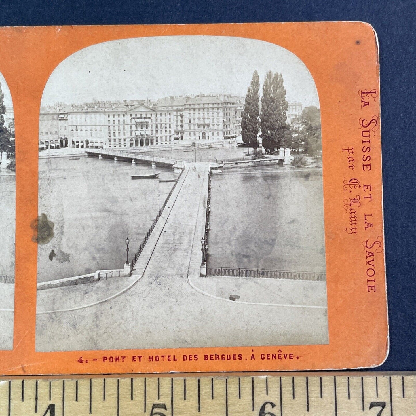Four Seasons Hotel Bergues Geneva Switzerland Stereoview Antique c1870 X3202