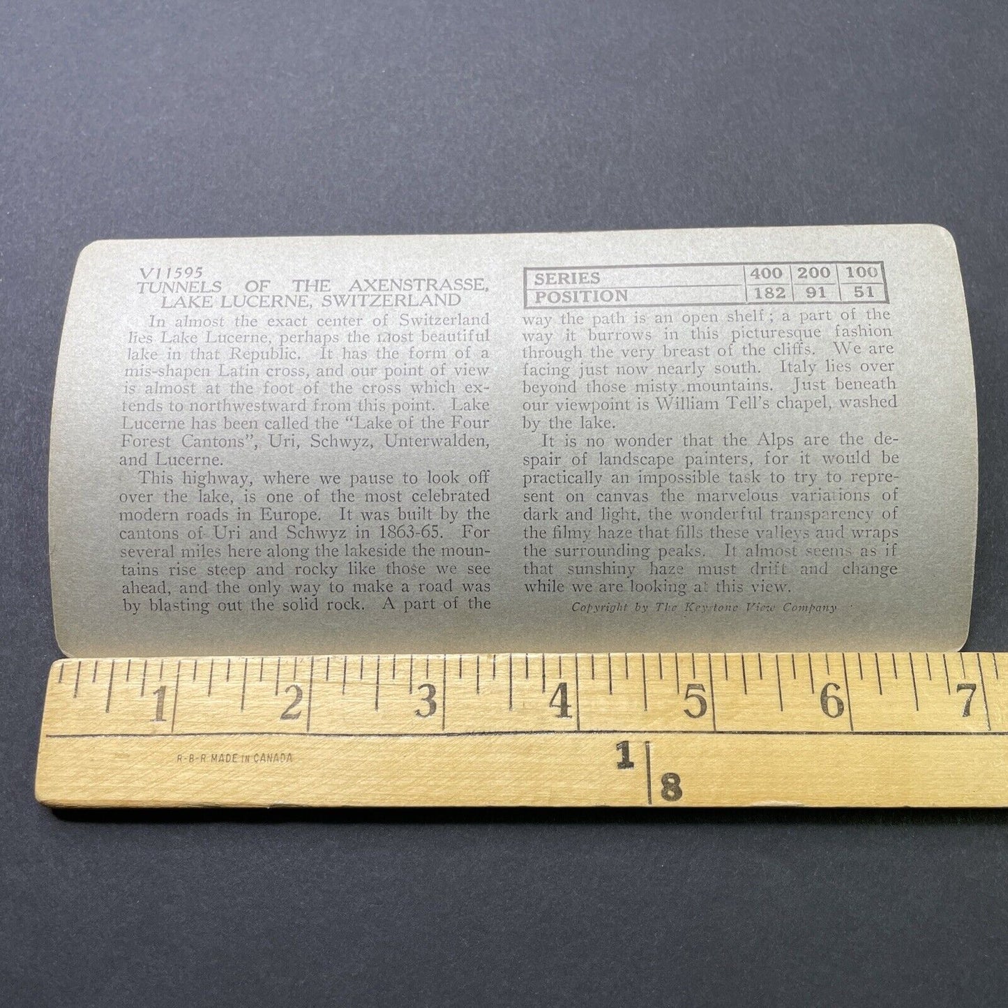 Antique 1910s Axenstrasse Lake Lucerne Switzerland Stereoview Photo Card P2731