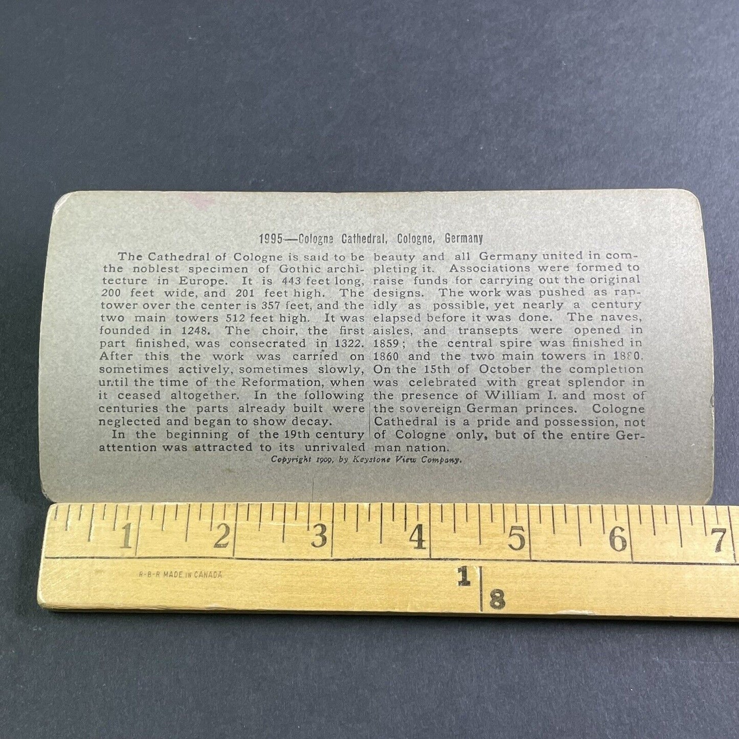 Antique 1903 Cathedral In Cologone Germany Koln Stereoview Photo Card P2235