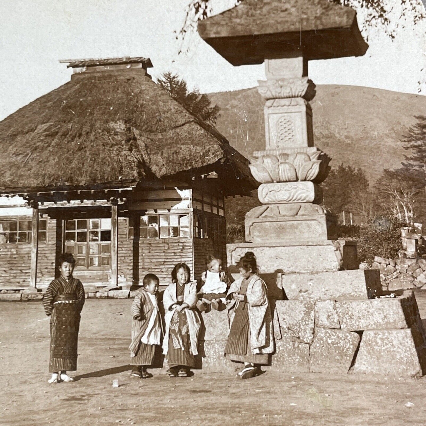 School House in Karuizawa Japan Stereoview Schoolhouse Antique c1904 Y2597