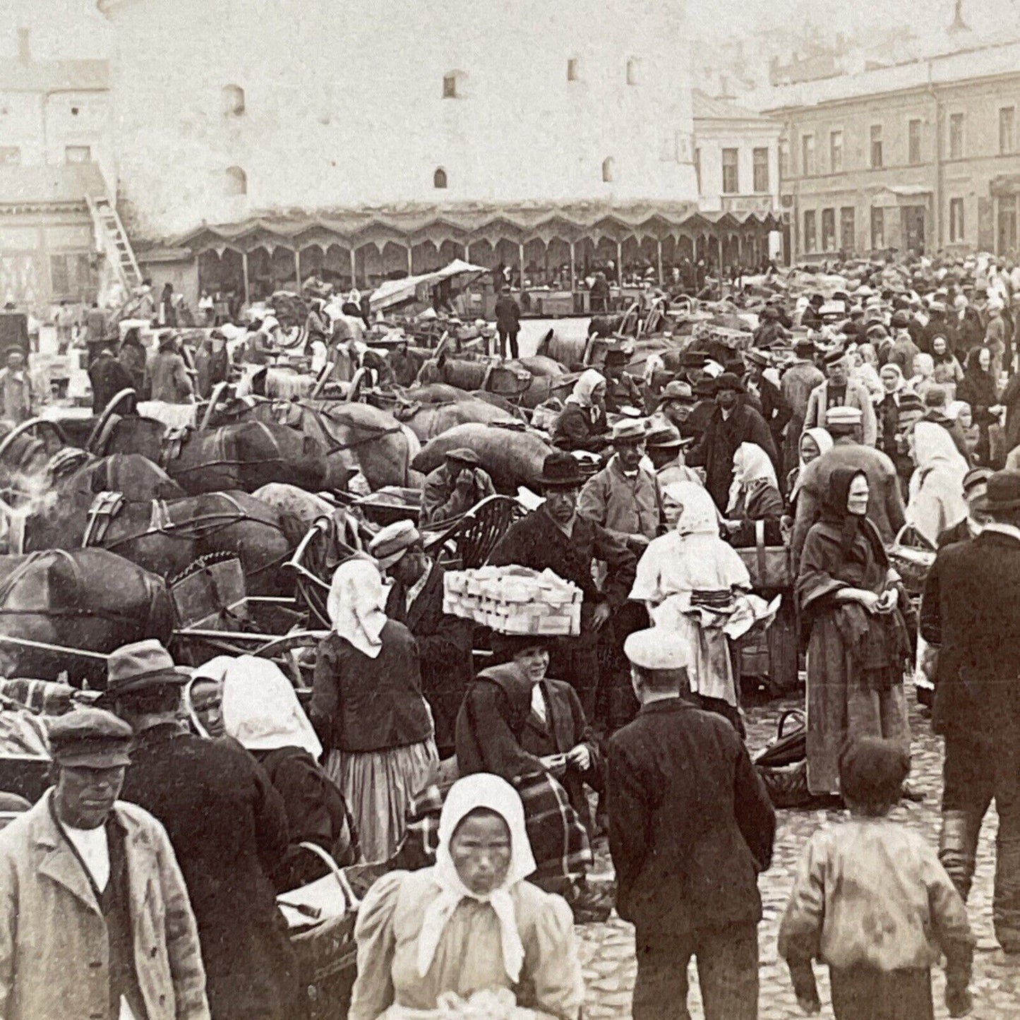 Fish Market In Viborg Finland Stereoview Underwood Antique 1897 X3544