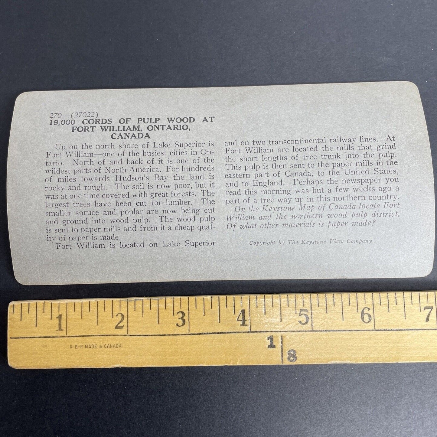 Antique 1908 Logging Mill Thunder Bay Ontario Stereoview Photo Card PC834