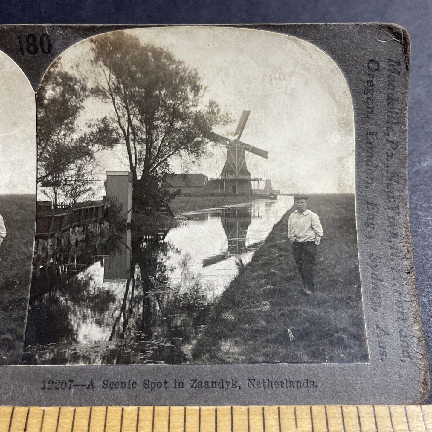 Antique 1910s Dutch Boy In Zaandijk Netherlands Stereoview Photo Card P5198