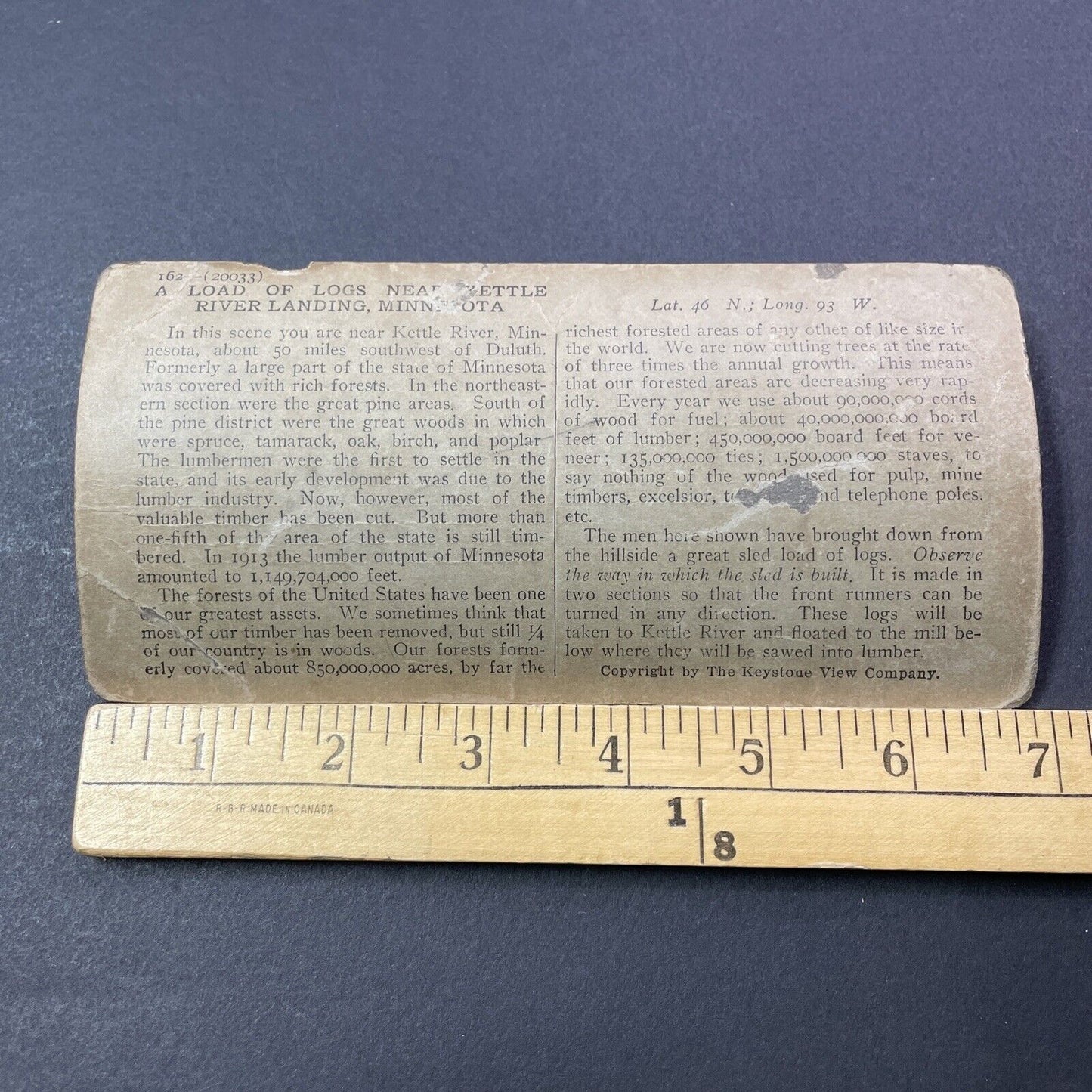 Antique 1915 Logging In Kettle River Minnesota Stereoview Photo Card V3323