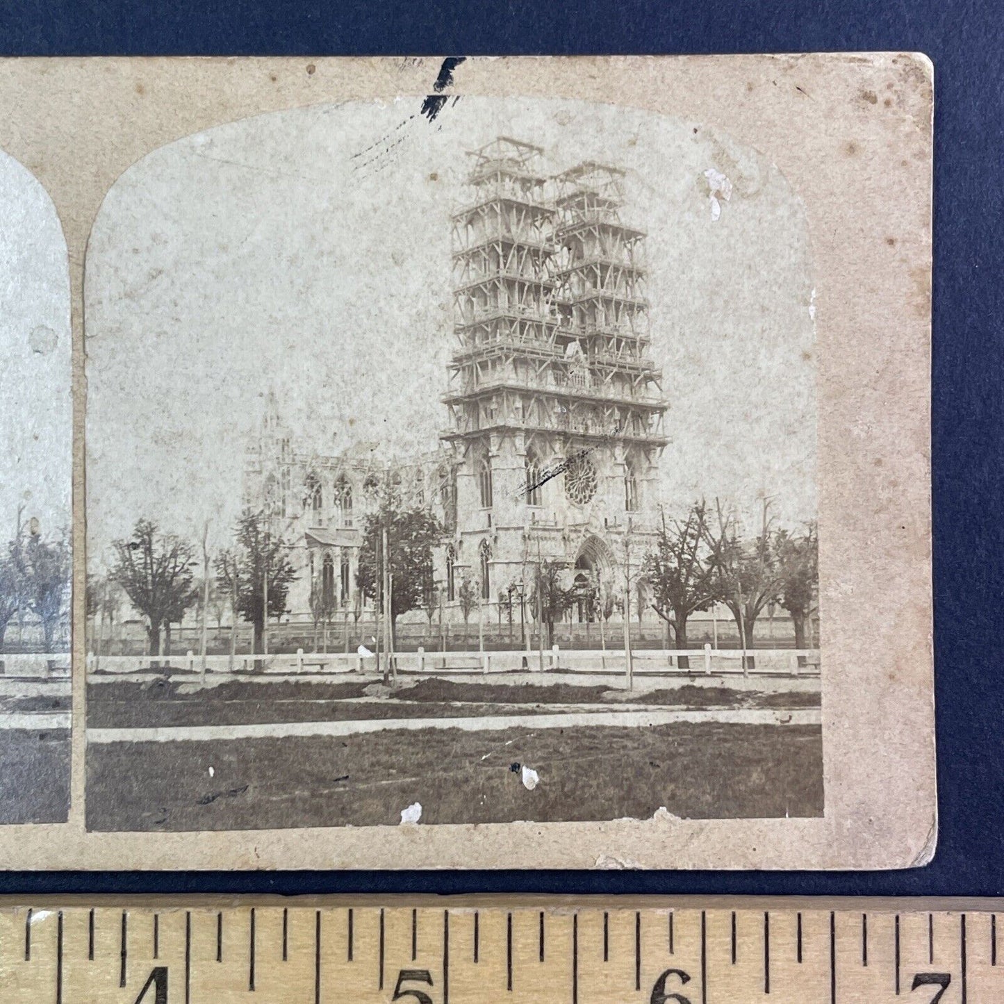 Votivkirche Votiv Church Under Construction Stereoview Vienna Austria c1860 Y978