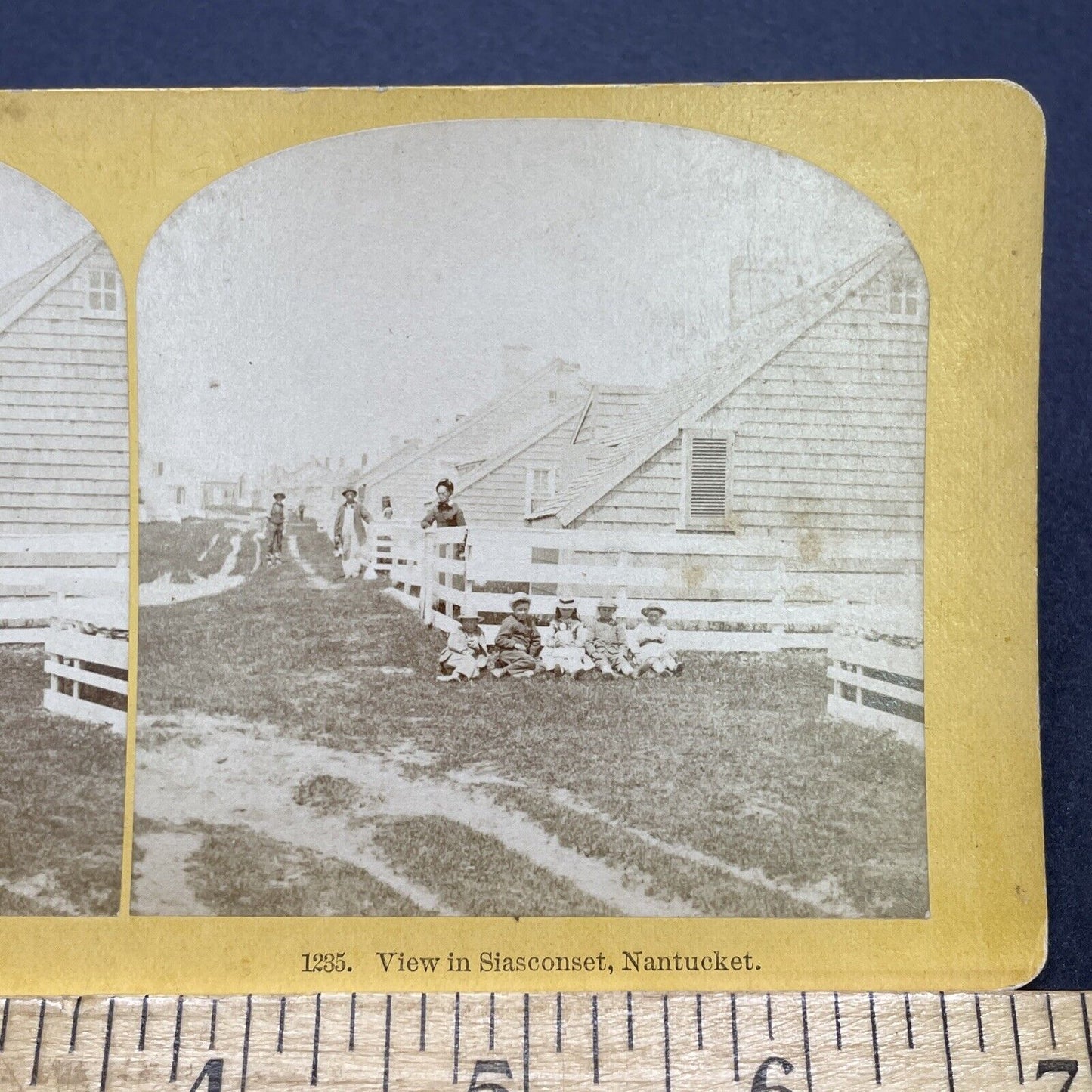 Antique 1870s Siasconset Nantucket Massachusetts Stereoview Photo Card V1740