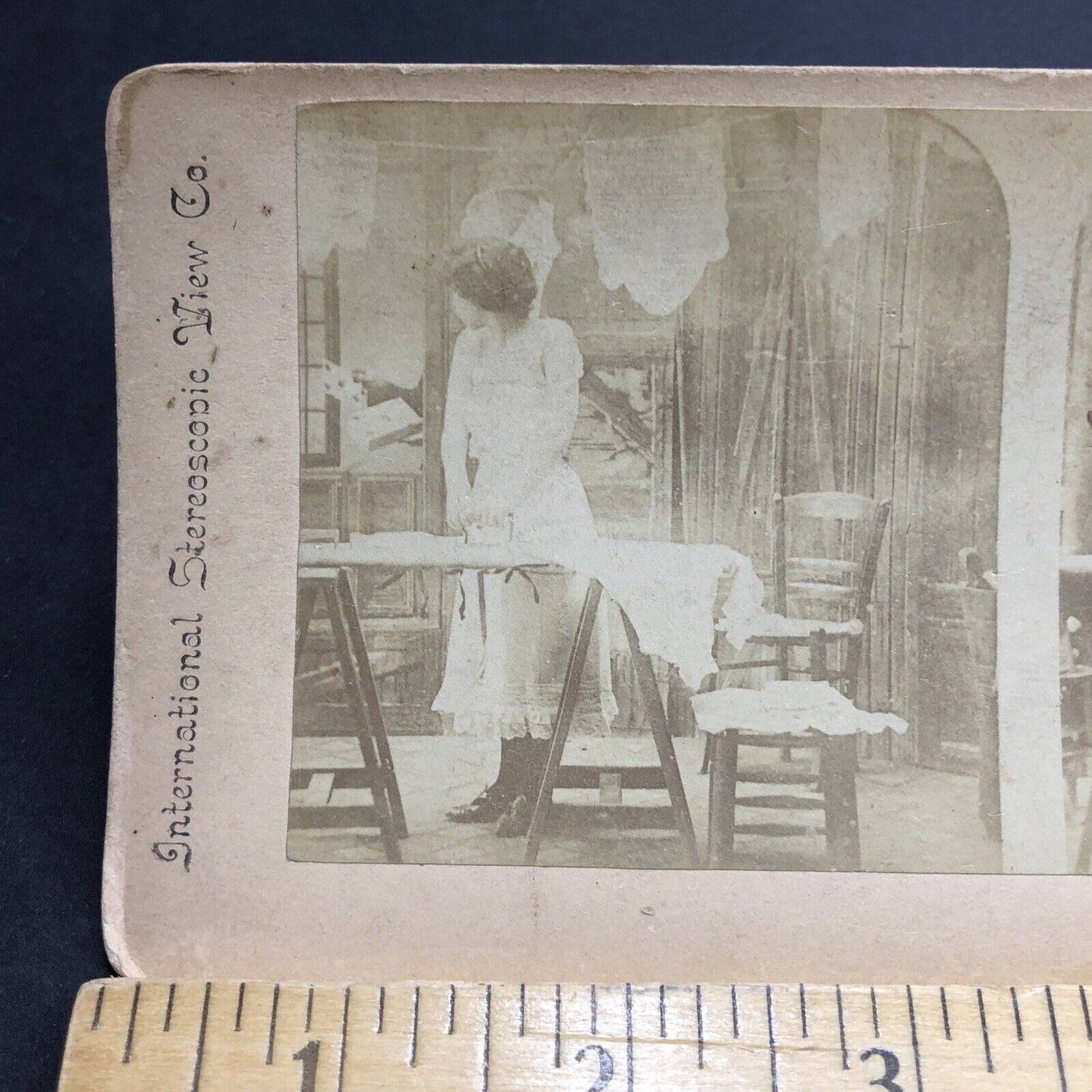 Antique 1894 Women Washing Lingerie In Seductive Stereoview Photo Card P1969
