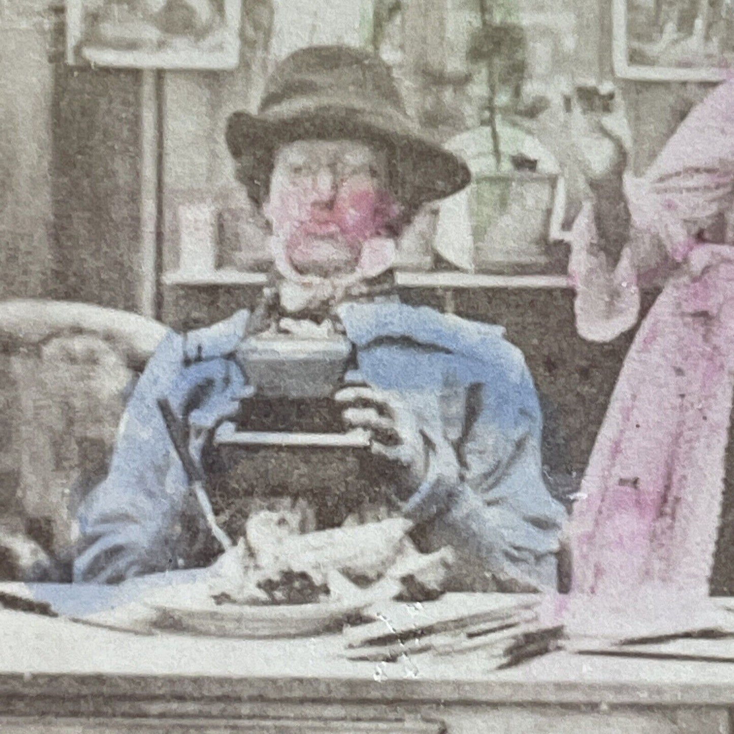 Antique 1870s A Thief Steals A Kiss From Mans Wife Stereoview Photo Card P3999