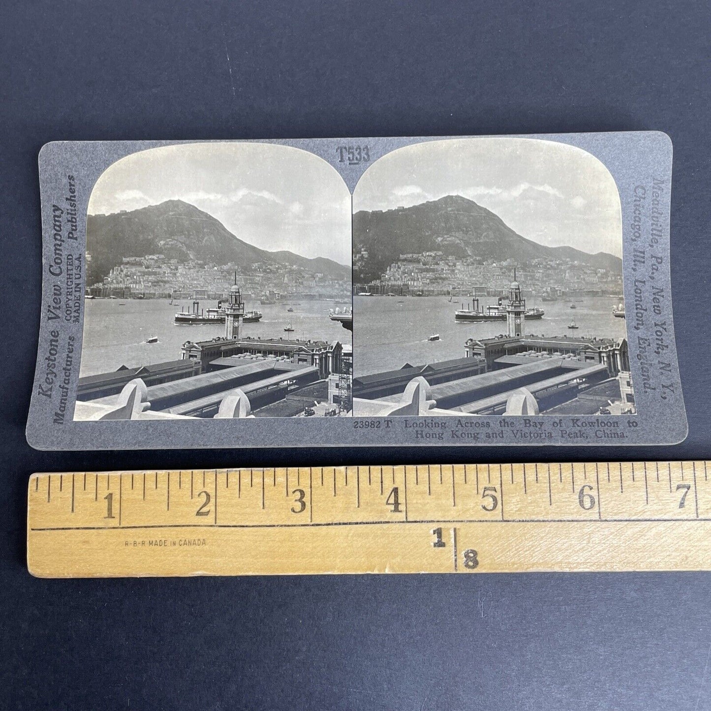 Antique 1924 Hong Kong City Coastal View Stereoview Photo Card P980