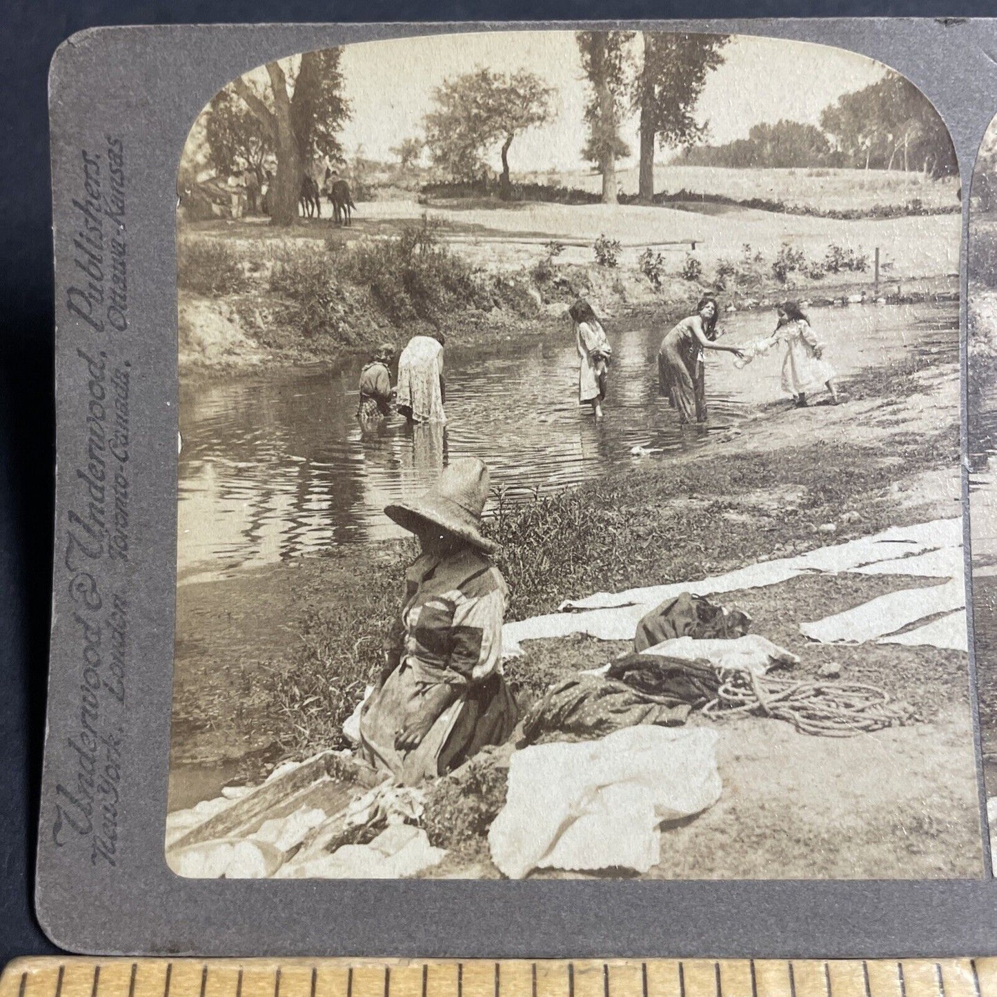 Antique 1901 Beautiful Woman In Mexican Hot Springs Stereoview Photo Card P4848