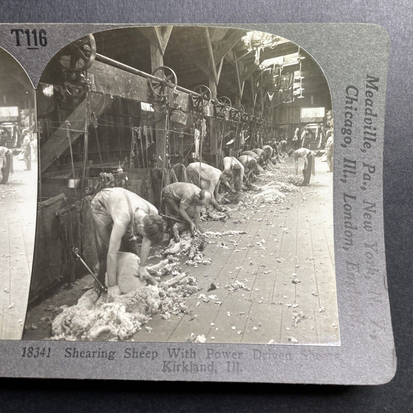 Antique 1920s Wool Factory Kirkland Illinois Stereoview Photo Card P1682
