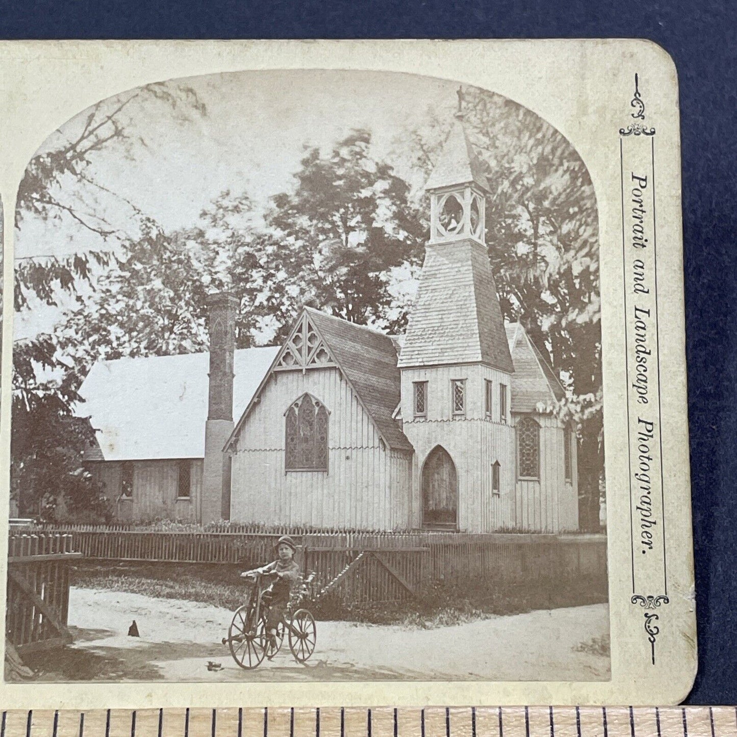 Antique 1871 St. Luke's Episcopal Church Charlestown Stereoview Photo Card V2073