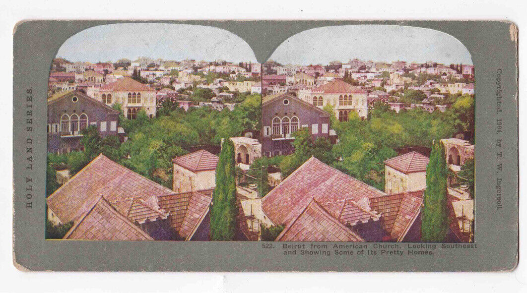 Antique 1904 The City Of Beirut, Lebanon From American Church Stereo Card P295