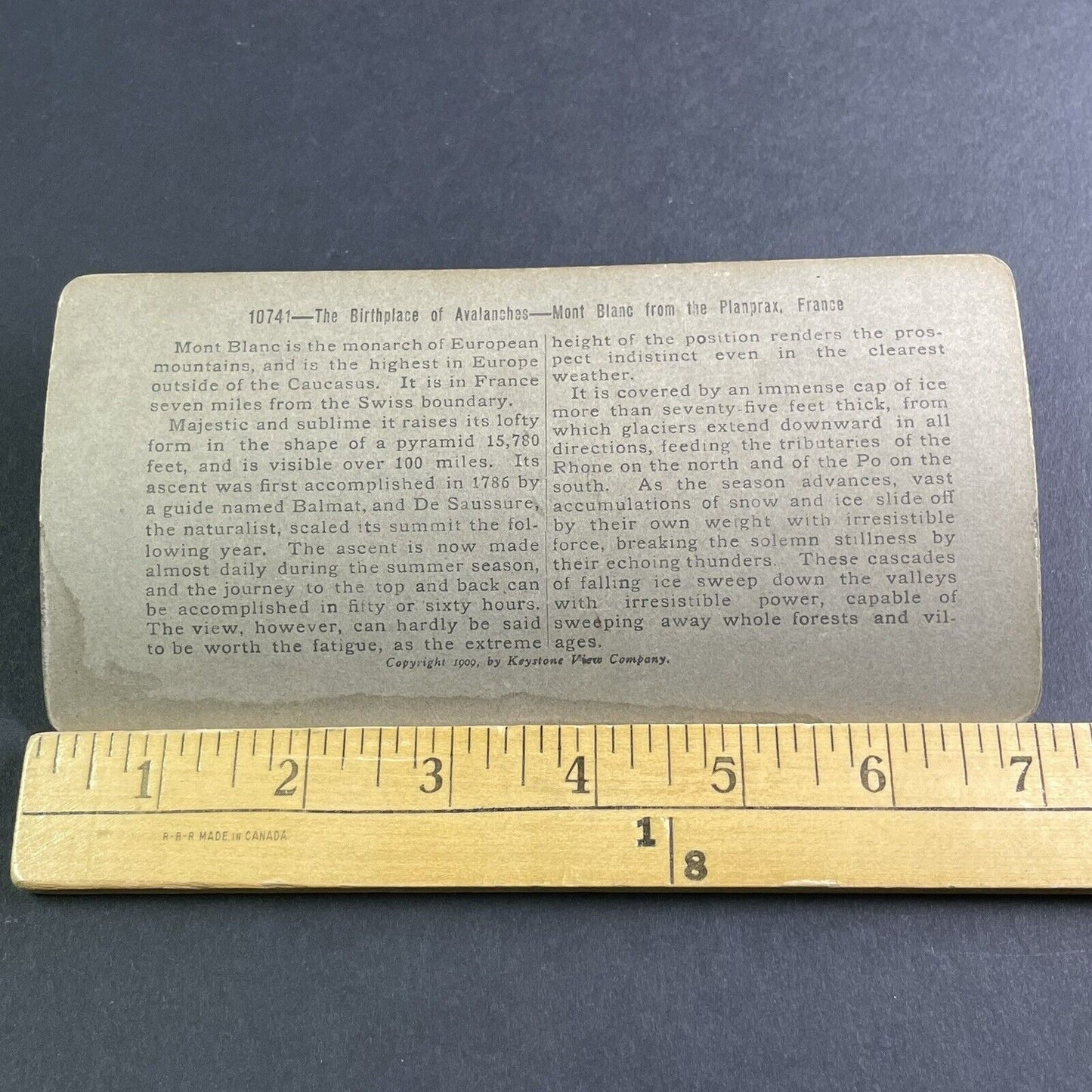 Antique 1900 Mont Blanc Glacial Avalanches France Stereoview Photo Card P2232