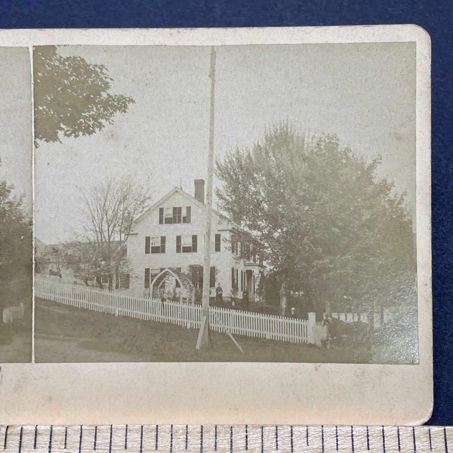 Antique 1870s Victorian House Newburyport Mass Stereoview Photo Card V1724