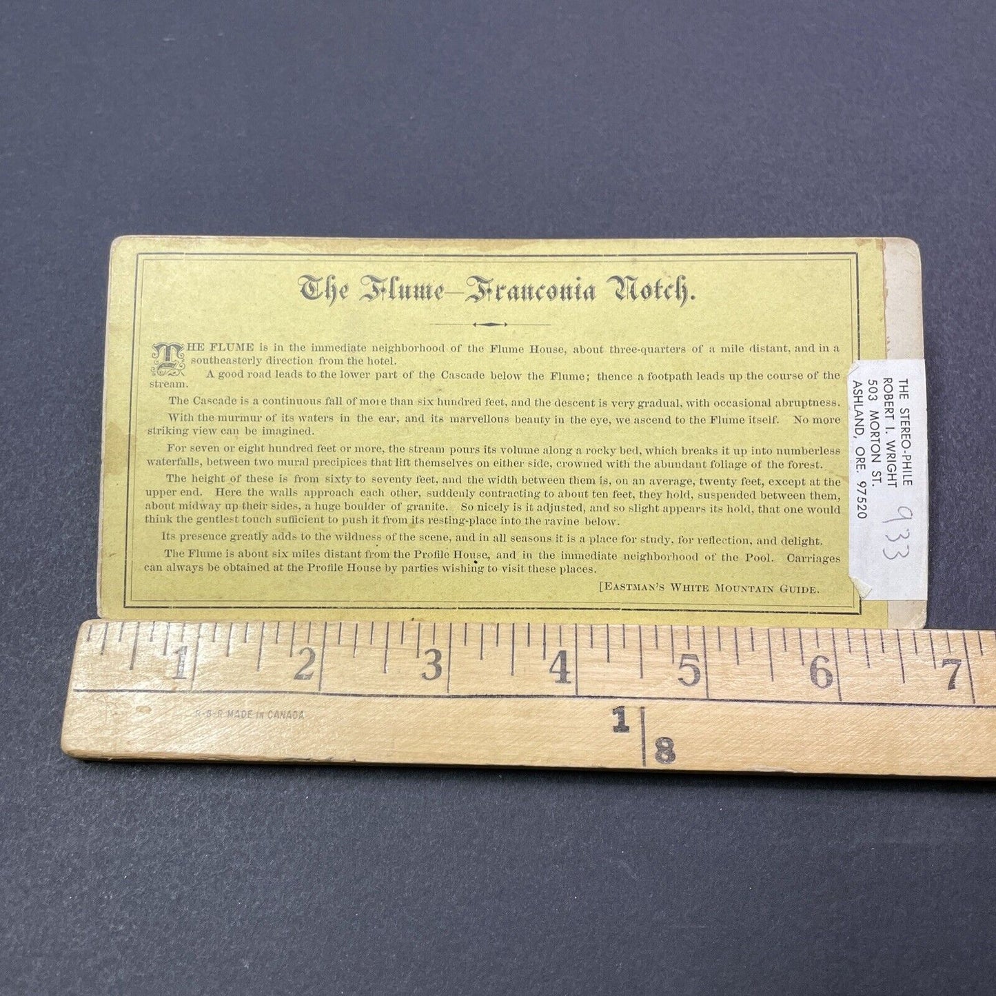 Antique 1870s Hanging Rock Flume Franconia Notch NH Stereoview Photo Card V2008