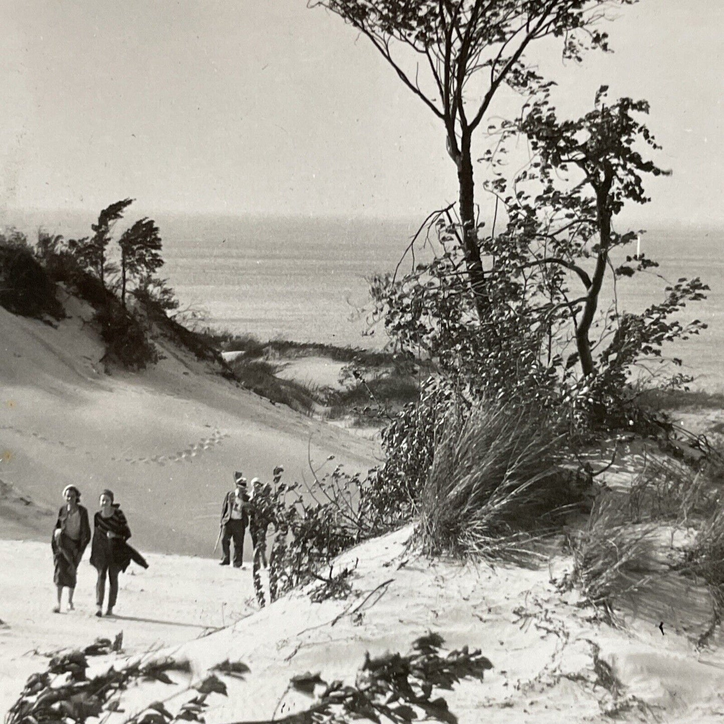 Antique 1920s Dune Acres Indiana Lake Michigan Stereoview Photo Card V2602