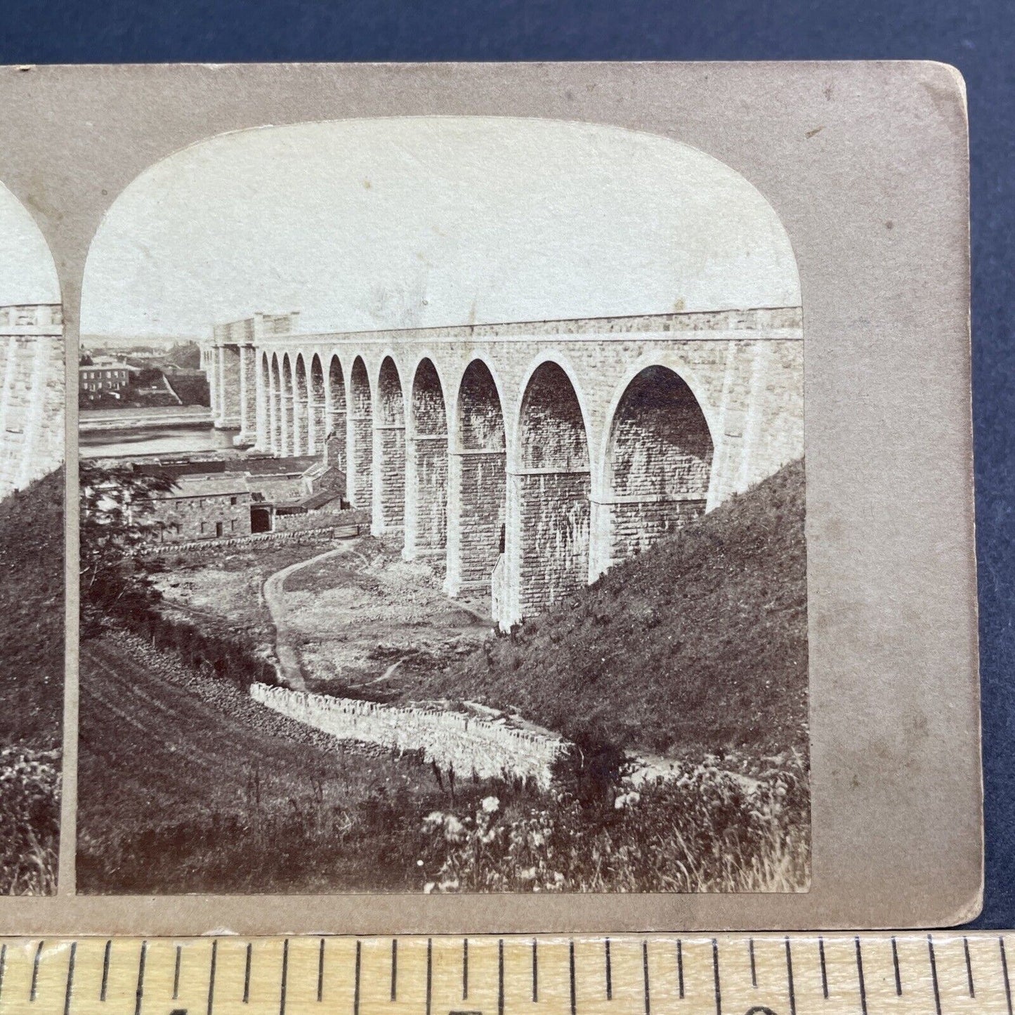 Antique 1860s Boyne Stone Viaduct Drogheda Ireland Stereoview Photo Card V522