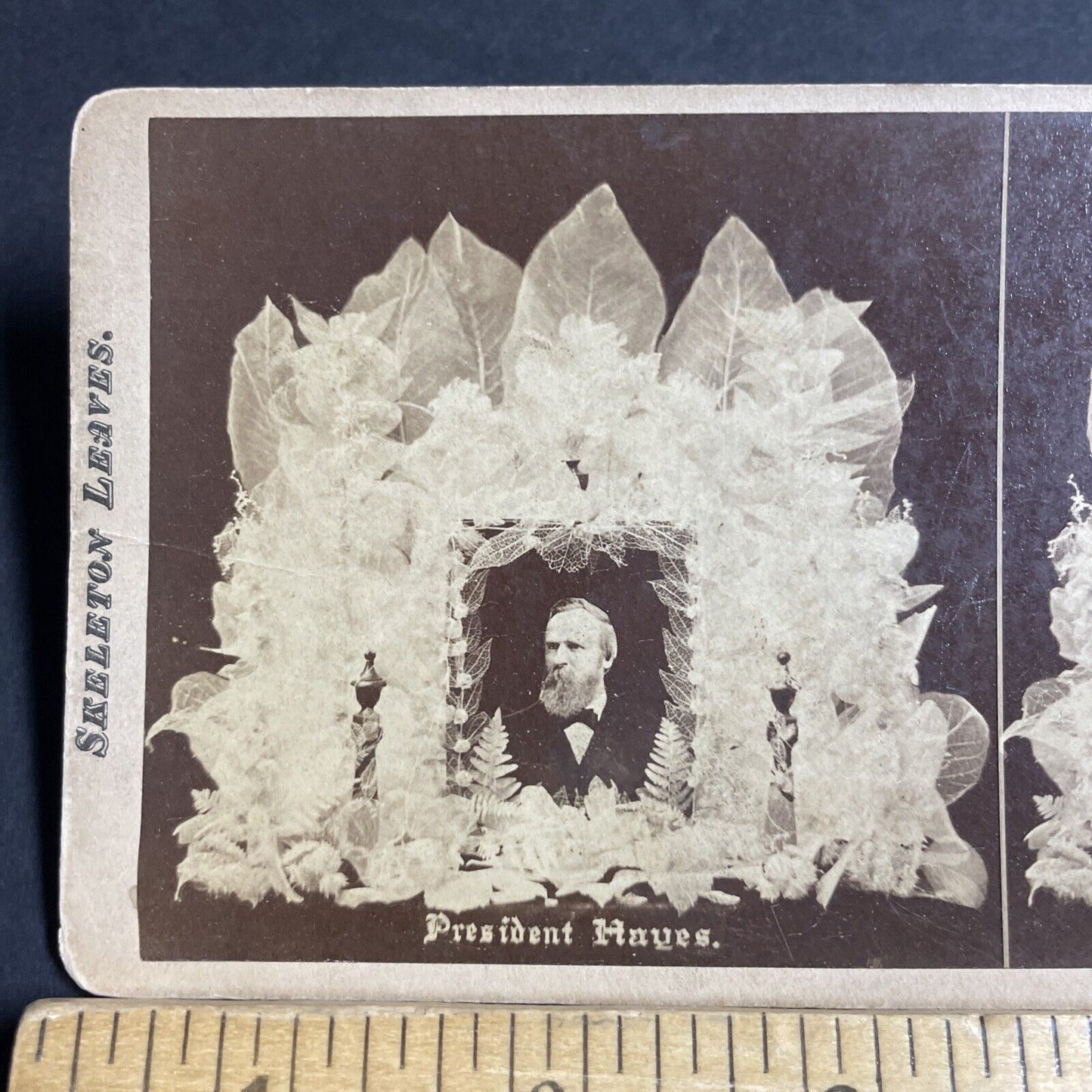 Antique 1878 Rutherford B. Hayes Flower Arrangement Stereoview Photo Card P4640
