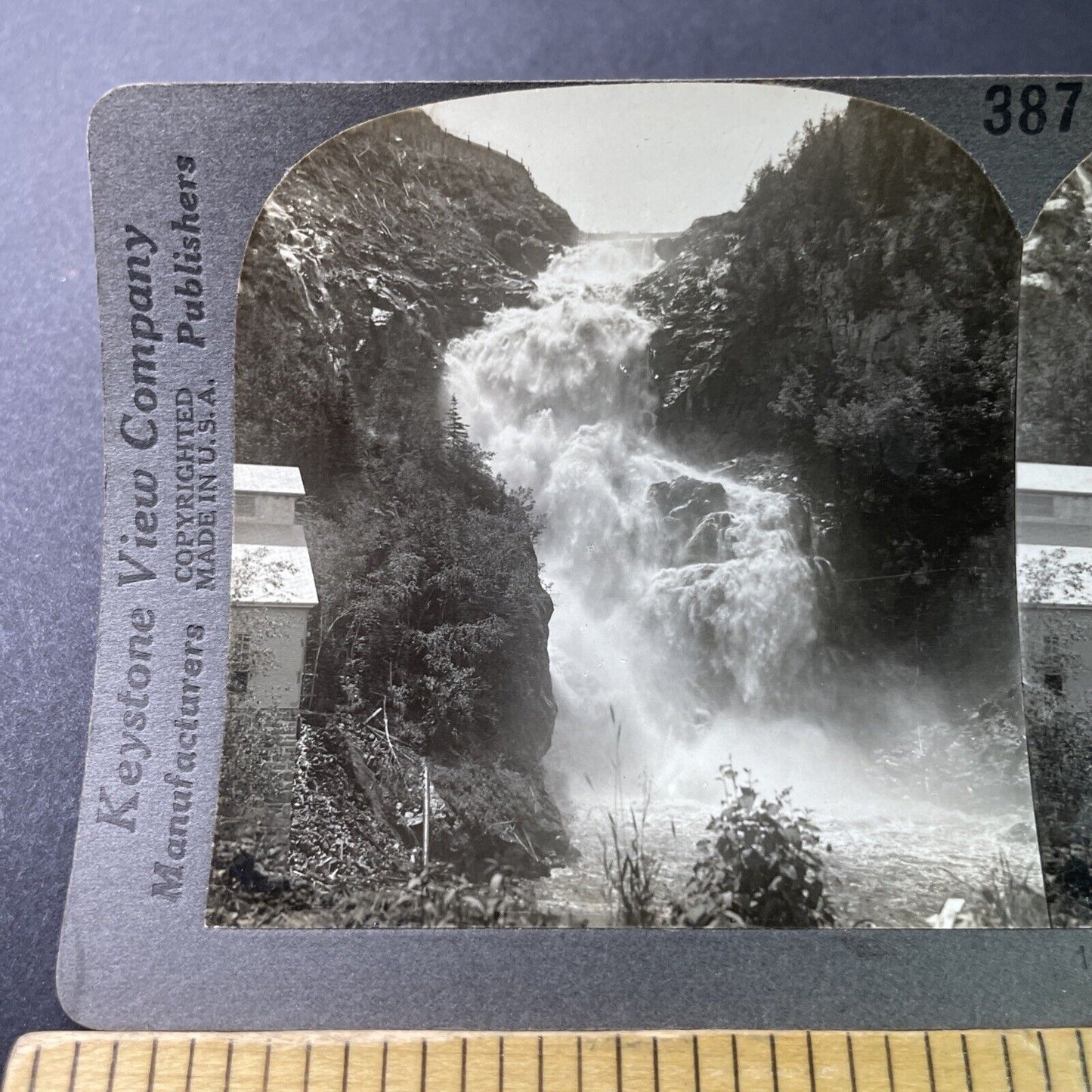 Antique 1910s Ouiatchouan Falls St John New Brunswi Stereoview Photo Card 3286