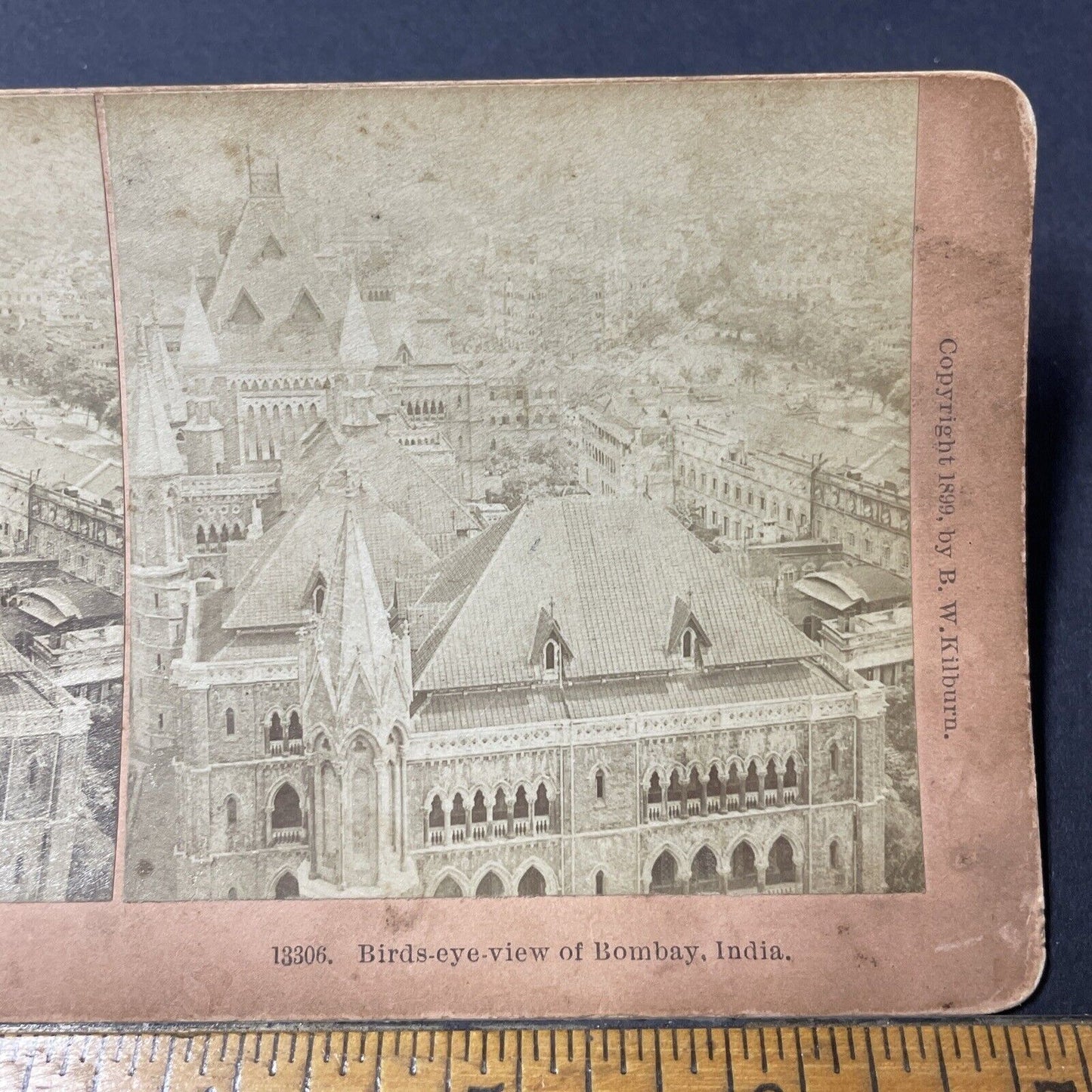 Antique 1899 Bombay Mumbai India City Center Stereoview Photo Card Q2221