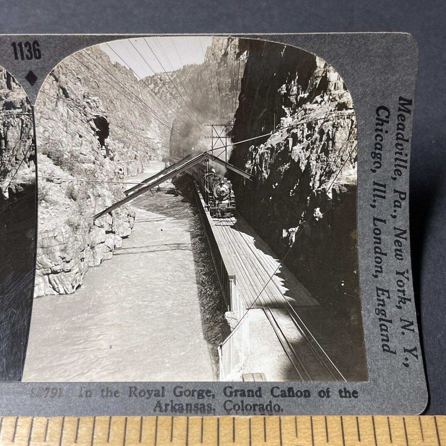 Antique 1920s Coal Train In Arkansas Canyon Colorado Stereoview Photo Card V2821