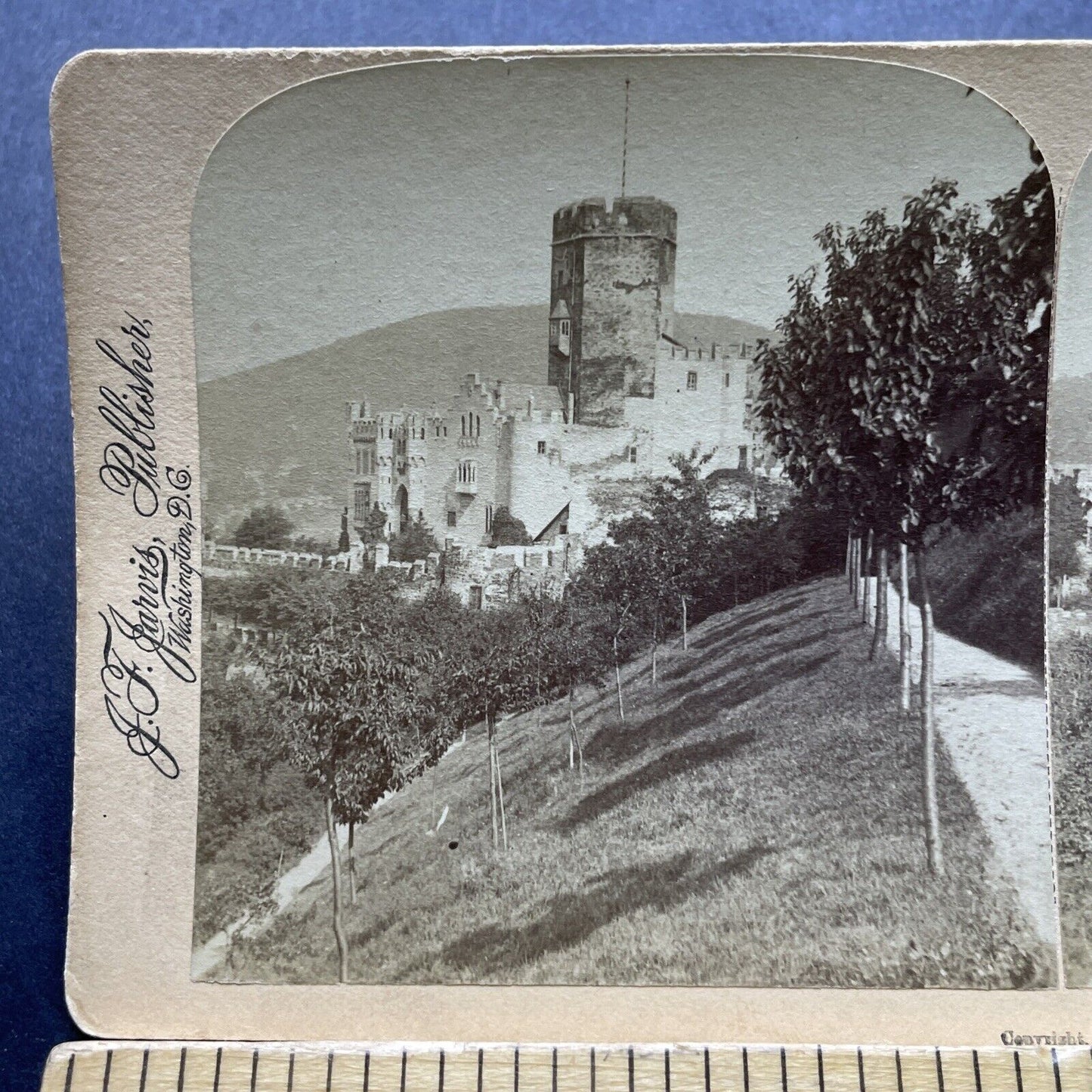 Antique 1889 Lahneck Castle Germany Stereoview Photo Card P2401