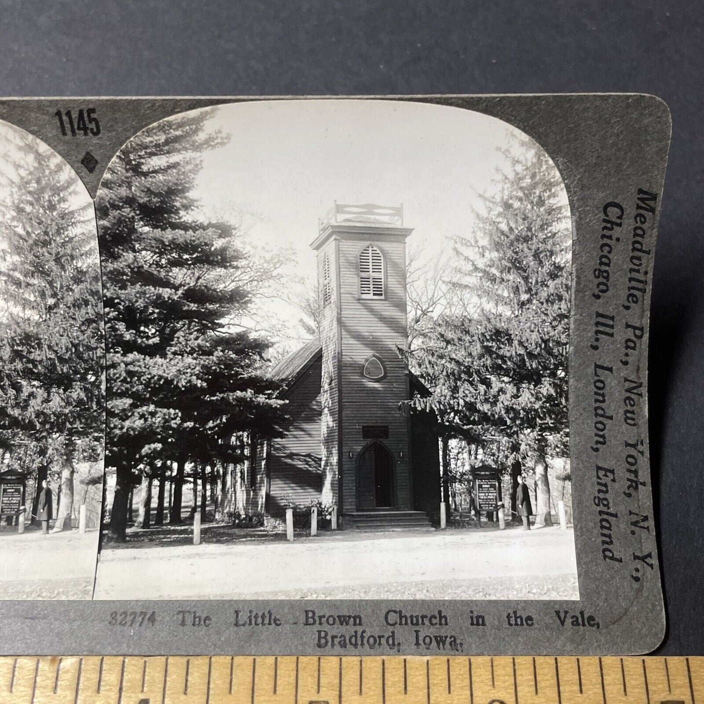 Antique 1910s Small Church In Bradford Iowa Stereoview Photo Card V2591