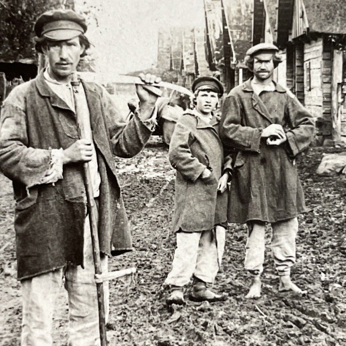 Antique 1910s Poor Farming Village In Russia Stereoview Photo Card P4247