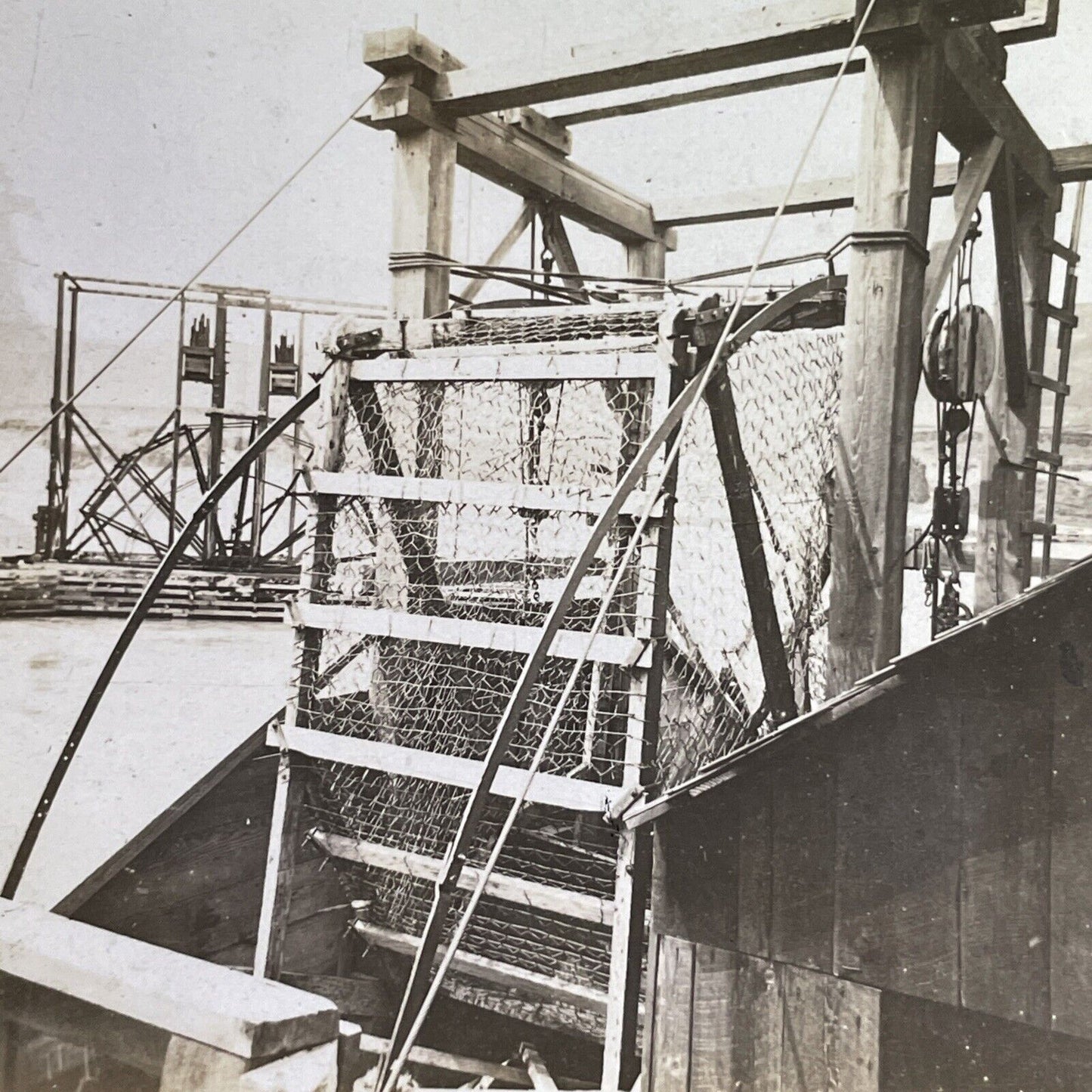 Antique 1904 Fish Wheel Columbia River Oregon Stereoview Photo Card P1609