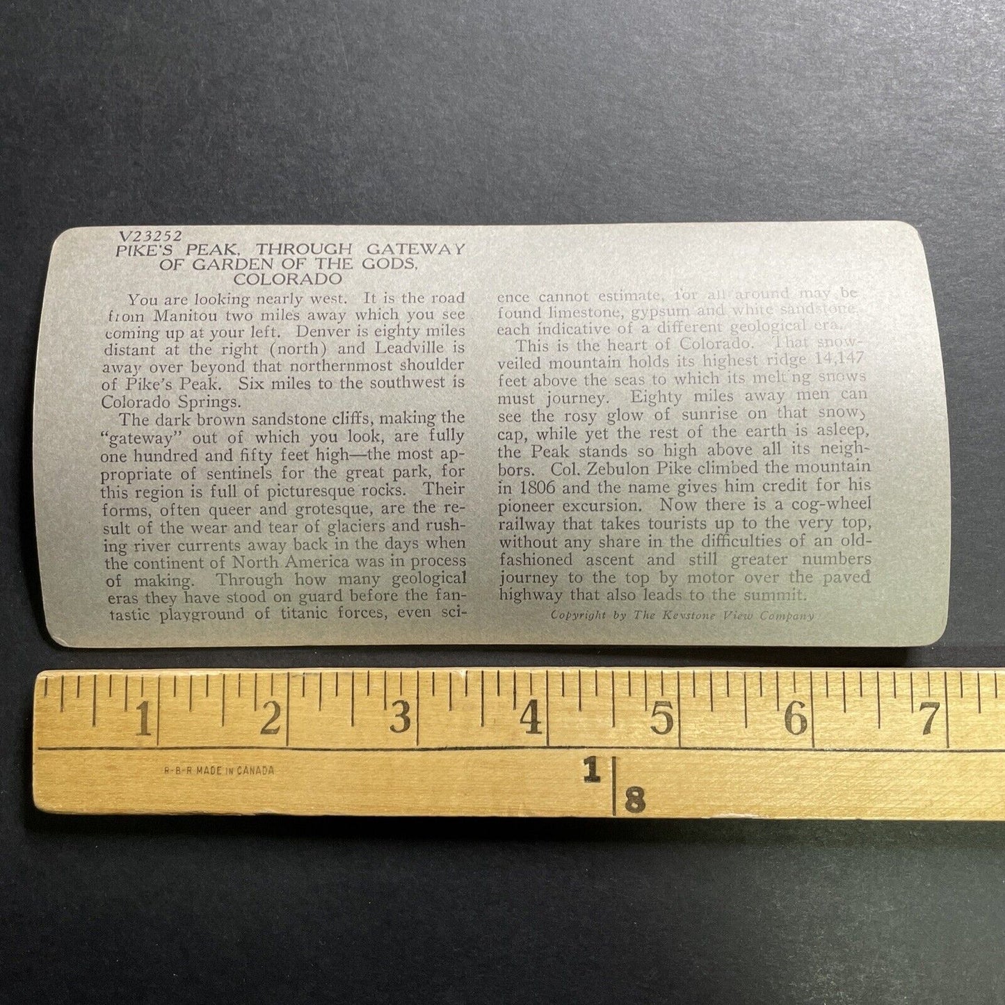 Antique 1918 Pikes Peak Mountain Colorado Stereoview Photo Card P1397