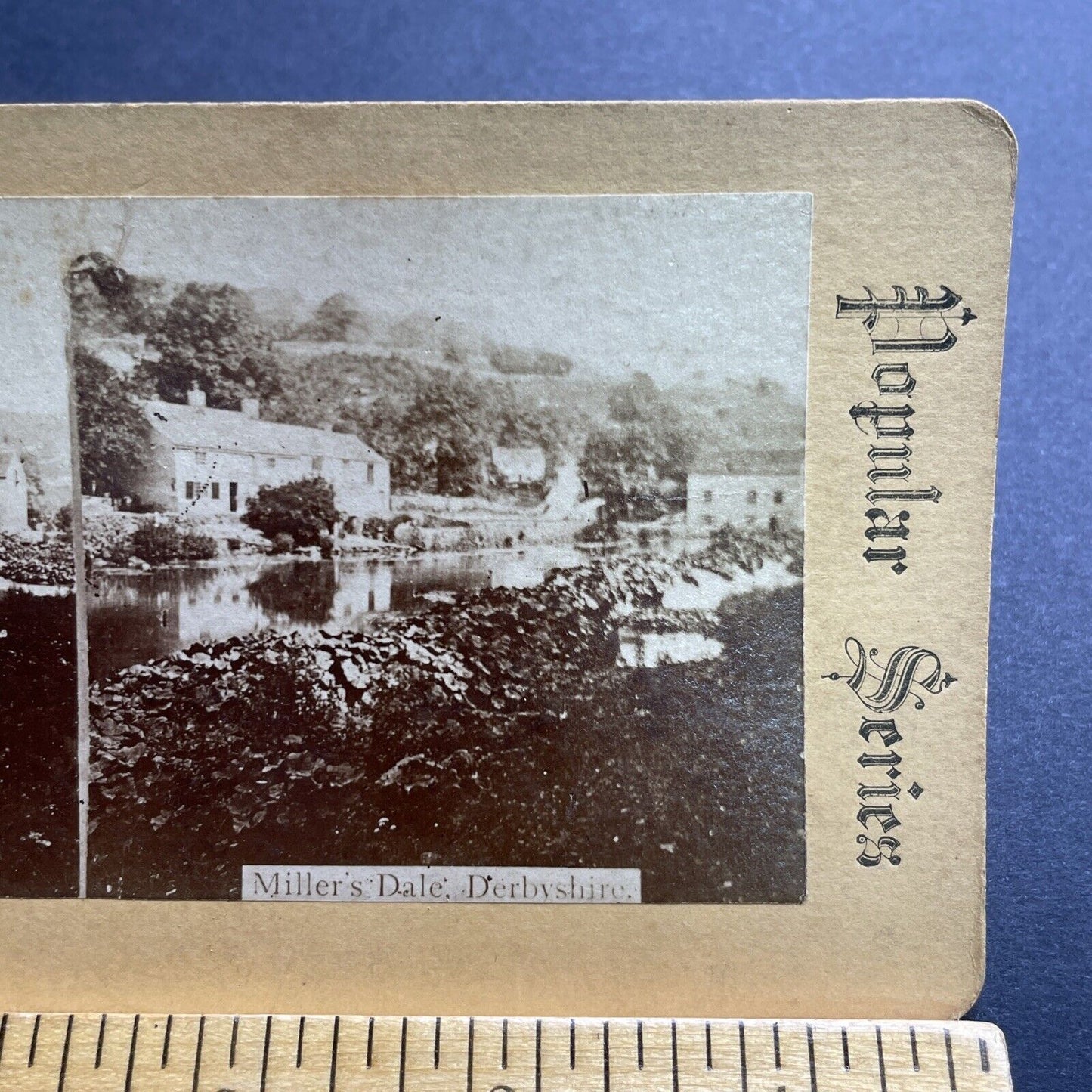 Antique 1864 Construction Of Millers Dale Derbyshire Stereoview Photo Card P2087