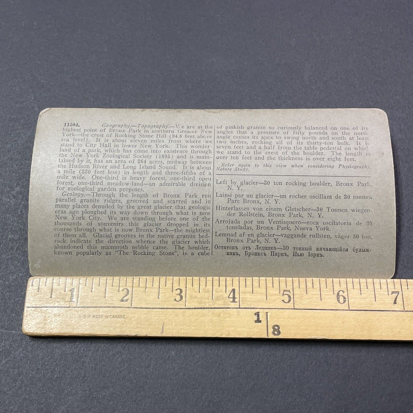 Antique 1899 The Rocking Stone The Bronx New York Stereoview Photo Card V1861