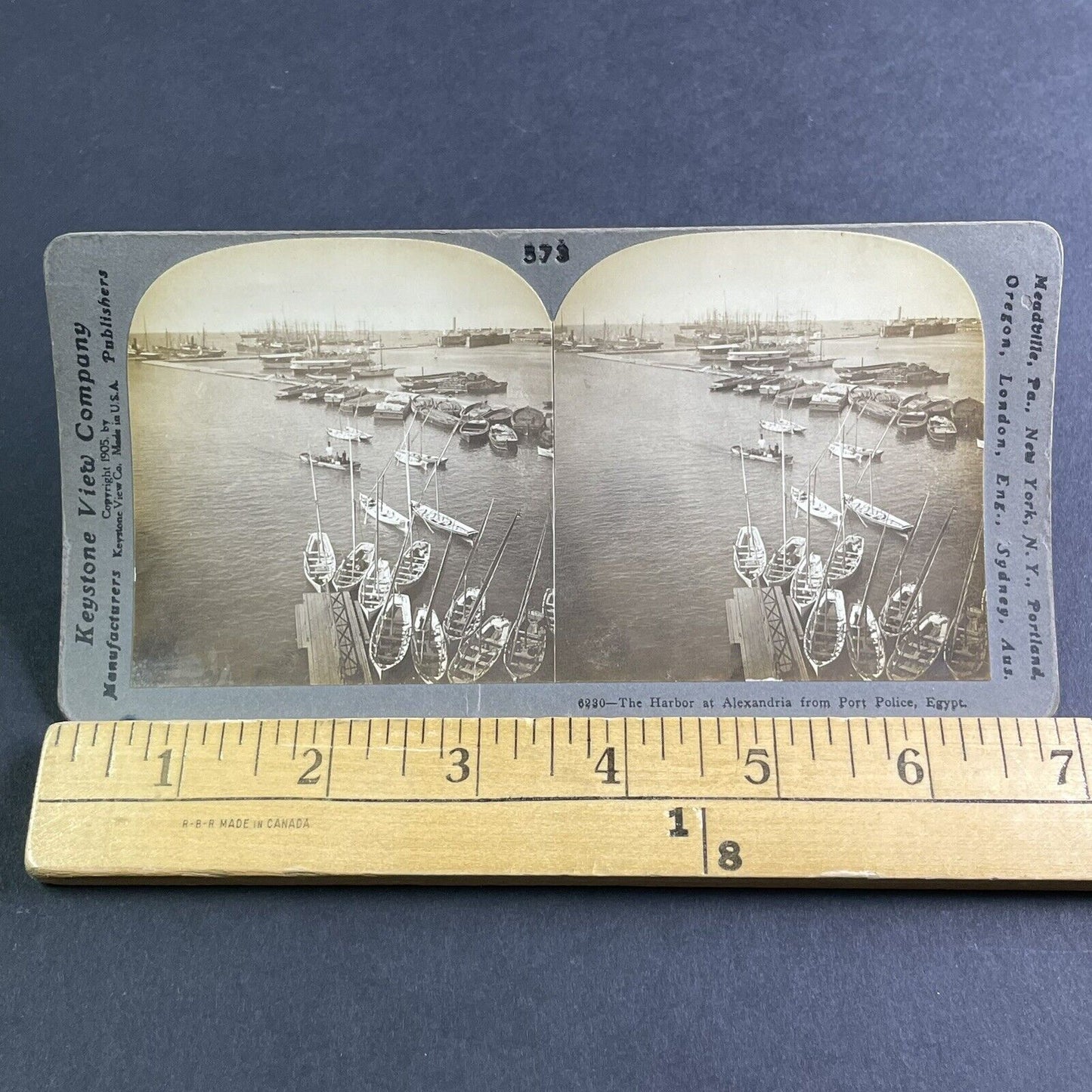 Antique 1905 Alexandria Boat Harbor Egypt Stereoview Photo Card P2237